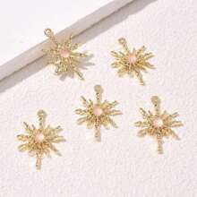 5pcs Gold Sunflower Shaped Pendants, Can Be Used For Earrings/Necklaces/Jewelry Making - Gold-powder - View 7