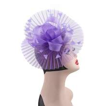 1pc Women Mother's Day Gift Mesh Pleated Fold Flower Fasciantor Hat Gorgeous Bride Fashion Cocktail Tea Party Headwear With Feather Flower Hair Accessories Halloween