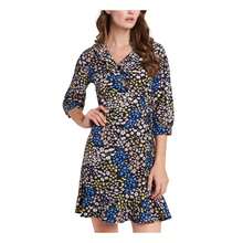 Riley & Rae Women's Ruffled Tie Floral 3/4 Sleeve Surplice Neckline Short Party Wrap Dress Blue Size 6