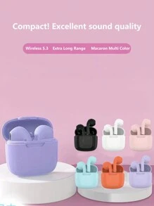 Wireless Macaron Colour Mini In-Ear Ultra Long Life Headphones-Pink