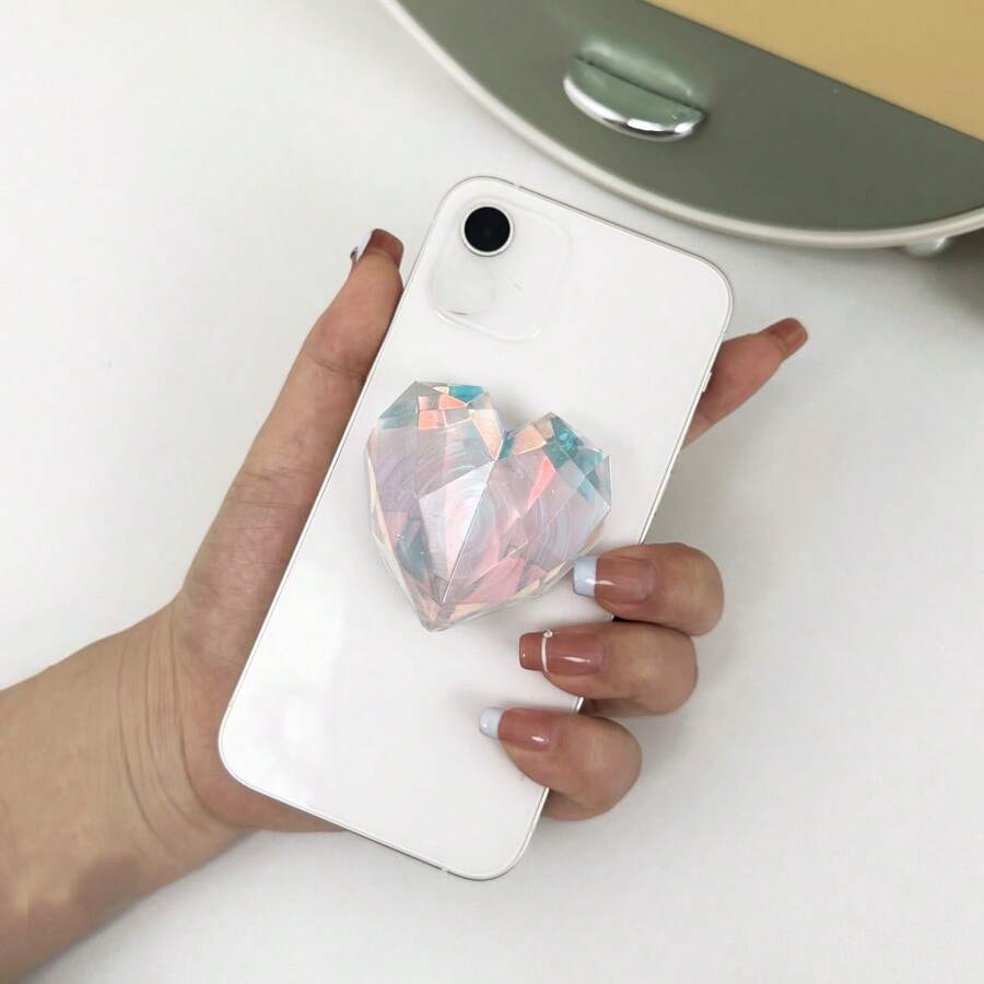 Heart Shaped Pop-Up Phone Grip Holder - Green - View 1