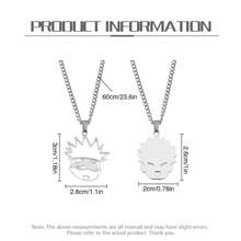 1pc  Gojo Silver Cartoon Creative Stainless Steel Chain Cute Infinite Void Necklace Pendant Halloween