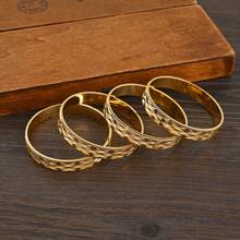 4pcs/Set African Dubai Saudi Arabian Women Bracelet, Inner Diameter: 45mm/55mm/65mm/70mm, Gold Or Silver Jewelry Bracelet, Birthday Gift