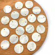 10/20/30 piezas Cuentas naturales de concha de agua dulce de 10mm, forma redonda y disco perforado, accesorio para hacer collares, pulseras, aretes y joyería