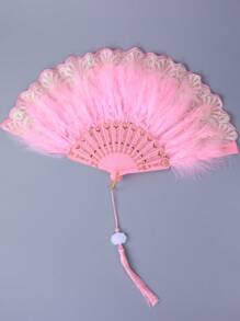 1 件 20 世纪 20 年代复古手持羽毛扇折叠扇 - 彩色 - 查看 14