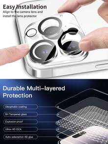 2入組高清屏幕保護貼+2入組相機鏡頭保護貼，適用於iPhone 15 14 13 12 11 PRO MAX PLUS MINI - 無色 - 查看 6