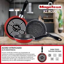 Magefesa K2 ROJO sartén 20, acero esmaltado vitrificado, en rojo, inducción y lavavajillas - Rojo - Ver 4