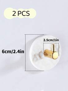 2pcs Light Luxury Acrylic Wall Hook, Strong Adhesive Punch Free Hanging Hook, Traceless Sticky Hook, Wall Bathroom Towel Hanging Hook, Household Accessories - White - View 3