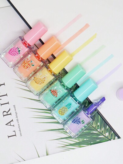 6pcs Kawaii Nail Fruit Scented Assorted Colors Cute Highlighters Nail Polish Design Highlighter Marker Pen For School Supplies, Gift Back To School