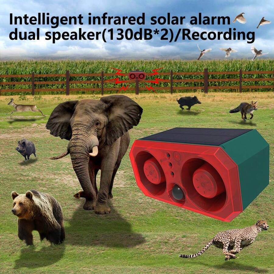 1pc Solar Powered Alarm With HighPowered Dual Speakers, Infrared