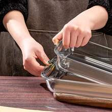 1 pezzo Piatto da forno in vetro resistente alle alte temperature, adatto per forno a microonde, vassoio in vetro fai-da-te multiuso per la cucina - trasparente - Visualizzare 6