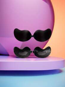 2入組無縫隱形矽膠胸罩-自然提升黏貼-安全扣環設計-女士內衣和內衣配件-適合所有場合 - 黑色 - 查看 2