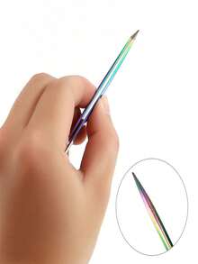 Pęseta do sztucznych rzęs ze stali nierdzewnej Narzędzie do przedłużania rzęs z powłoką tytanową i wzorem z piór - Ciemnoszary - Zobacz 6