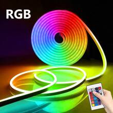 Tira de Luz Neon Infravermelho RGB, Barra de Luz Flexível de Silicone LED, Lâmpada de Atmosfera À Prova d'Água com Controle Remoto Sem Fio, Luz Que Muda de Cor para Natal, Decoração Interna/Externa, 1m/2m/3m/4m/5m