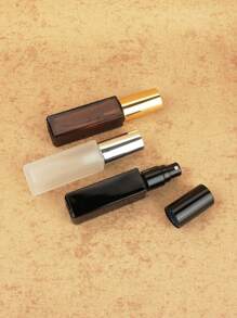 3pcs/6pcs/12pcs/18pcs 10ml Square Glass Refillable Makeup Toner Perfume Small Sample Transparent Fine Mist Spray Bottle, Black/Amber, With Funnel Atomizer, Rose Gold/Purple/Pink