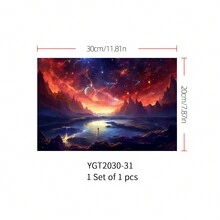 1 Roll Of Universe Galaxy Fish Tank Background Sticker, Deep Red Sky Aquarium Backdrop Paper, Fish Tank Glass Modeling Decoration, Self-Adhesive Film For Pet Ecological Tank Bottom. - Rusty Rose - View 2