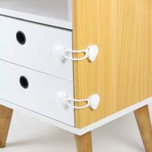 4 Peças Travas Gaveta Bebê Porta De Armário Geladeira Segurança Proteção - Branco - Visão 1