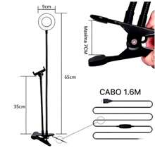 ESHOPCOMERCIAL Luminária Ring Light Com Suporte Garra Flexível Para Celulares De Mesa 2 em 1