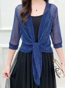 1 pezzo Cardigan sottile invernale da donna, giacca corta e trasparente, cappa ampia, top estivo a maniche corte con protezione solare