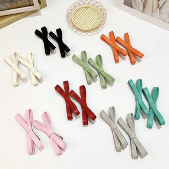 2入組女士糖果色仿鱷魚紋PU皮夾，適用於瀏海，日常使用