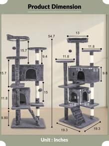 DOPINMIN 54in Cat Tree Tower For Indoor Cats,Multi-Level Furniture Activity Center With Scratching Posts Stand House - Ashy - View 5