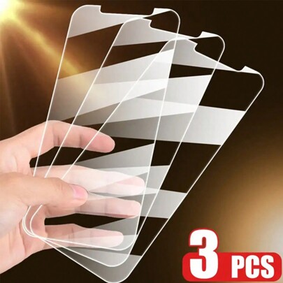 3 Packs Glass Screen Protector Phone Case Compatible With Apple 17 17 Pro 17 Pro Max 17 Air 16/16e/12 11 13 14 15 Pro Max XS XR X 12Mini 13Mini 8 7 Plus 13Pro Apple Front Cover