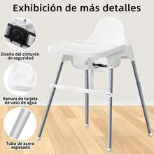 Silla Alta Periquera Para Bebé Asiento Entrenador Infantil Portátil - Blanco - Ver 3