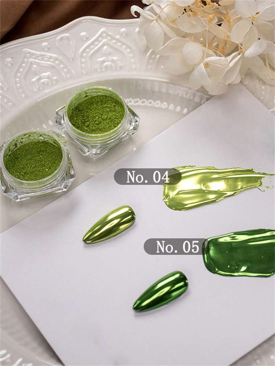 1 Box grünes Avocado Hochglanz-Nagel-Glitzerpulver, geeignet zum Erstellen glänzender Nägel. St. Patricks Tag