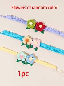 1pc Floral Knitted Pet Collar, Soft & Breathable Cat Collar Accessory, Fashionable & Adjustable Pet Bow Tie Suitable For Daily Wear And Photo Shooting - Multicolor - View 9