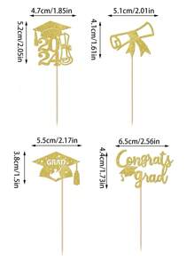 12pcs Graduation Cake Decorations - 2024 Rose Gold Graduation Cap Diploma Cupcake Toppers For 2024 Graduation Party - Multicolor - View 6