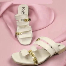 zapatillas de fiesta, sandaias elegantes, zapatillas de tacon bajo para dama y para fiesta. - Beis - Ver 3