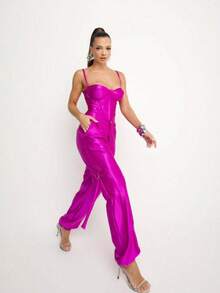 Women Two-Piece Outfits - Hot Pink - View 2