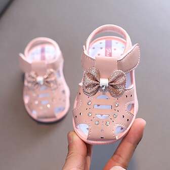 Sandalias de niña, zapatos cerrados de princesa para el verano, zapatos para caminar antideslizantes para niños y niñas pequeñas