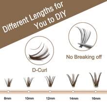 Brown Lash Clusters DIY Lash Extension 240 Pcs 40D Mix8-16mm Natural Individual Lashes Wispy Cluster Lashes Fluffy Eyelash Extensions D Curl False Eyelash Clusters By PALM LASHES - Brown - View 6