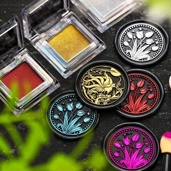 1 Pc Pearlescent Lacquer Seal Wax Coloring Paste - DIY Sealing Wax With Flash Magic Mirror Powder - Multiple Colors Available (With A Brush) Back To School