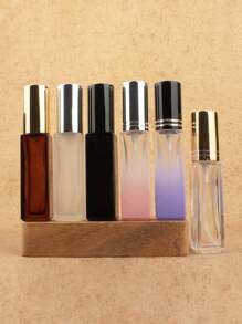 3pcs/6pcs/12pcs/18pcs 10ml Square Glass Refillable Makeup Toner Perfume Small Sample Transparent Fine Mist Spray Bottle, Black/Amber, With Funnel Atomizer, Rose Gold/Purple/Pink