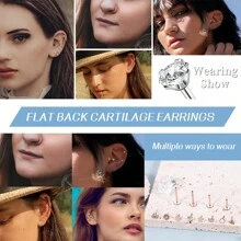 8 pièces Anneau de lèvre de monroe labret à bout plat en acier inoxydable 316L sans filetage, boucle doreille plate à dos plat, ensemble de bijoux de piercing de cartilage doreille hélix tragus conque pour hommes & femmes, 16G 18G 20G