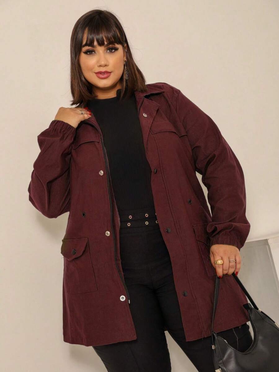 JAQUETA PLUS SIZE BENGALINE SOBRETUDO DE INVERNO PLUS SIZE PUNHO CORDÃO ACINTURADO MODELO CASACO PARKA