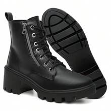 Women's Ankle Boot With Block Heel Side Zipper Special Sizes 34 To 42 - Black - View 5