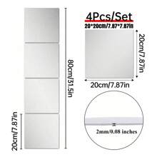 4pcs Of Square Mirror Wall Stickers, 2mm Thick Acrylic Material 3D Mirror Wall Tiles, Suitable For Living Room, Bedroom, Kitchen, Bathroom. Best Gifts Birthday Graduation Home Decor Back To School Room Decor School Supplies