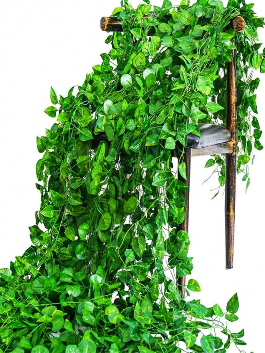 12 Chiếc/24 Chiếc 1 Mét Nhân Tạo Hoa Lá Thường Xuân Để Trang Trí Sân Vườn Nhà Cây Xanh Nhân Tạo - màu xanh lá - Xem 1