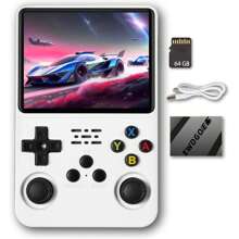 Byson Consola de juegos portátil R36S, pantalla de 3.5 pulgadas, sistema de emulador preinstalado, blanco, 64GB+128GB - Multicolor - Ver 14