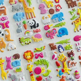 8pcs Cute 3D Different Cartoon Zoo Animal Bubble Stickers, DIY Diary Decoration, Phone Stickers, Gifts, Stationery, Toys Back To School