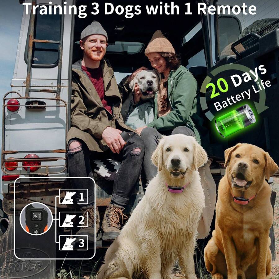 Vibrating Collar No Shock For 3 Dogs Training, 3300ft Dog Training