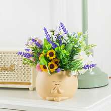 Chậu cây mặt, chậu mọng nước, chậu trồng cây trong nhà có đầu 4,2 inch, chậu hoa nhựa dễ thương có lỗ thoát nước (Yoga) - 1022 - Xem 6