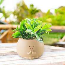 Chậu cây mặt, chậu mọng nước, chậu trồng cây trong nhà có đầu 4,2 inch, chậu hoa nhựa dễ thương có lỗ thoát nước (Yoga) - 1022 - Xem 5