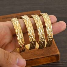 4pcs/Set African Dubai Saudi Arabian Women Bracelet, Inner Diameter: 45mm/55mm/65mm/70mm, Gold Or Silver Jewelry Bracelet, Birthday Gift