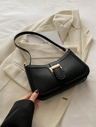 Elegant Crescent-Shaped Underarm Shoulder Bag For Women, Chic Casual Fashion, Solid Color Underarm Bag, Tready Crescent Moon Bag For Women