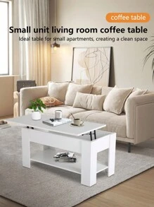 Coffee Table Lift Top Coffee Tables With Hidden Compartment And Storage Shelf Wooden Lift Tabletop Dining Table For Living Room Home - 白色 - 查看 1