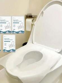 10入組馬桶蓋一次性衛生套裝，馬桶蓋水溶性攜帶式馬桶座套，商務旅行、露營、酒店住宿必備空中旅行配件 - 白色 - 查看 5